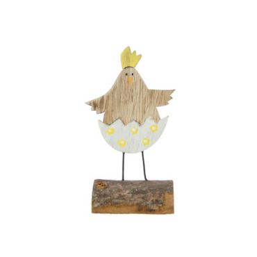 Marque-place – Pâques - Poule en Bois sur Socle - Fleurs | jourdefete.com