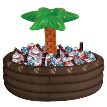 Glacière gonflable en forme de palmier remplie de boissons pour une fête estivale | jourdefete.com