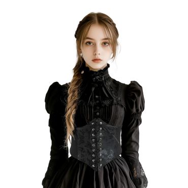 Femme en corset gothique noir pour Halloween | jourdefete.com Femme en corset gothique noir pour Halloween | jourdefete.com