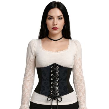 Femme en corset gothique noir pour Halloween | jourdefete.com
