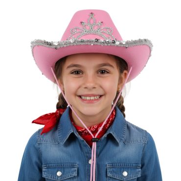 Chapeau Cowgirl Fille - Rose | jourdefete.com Chapeau Cowgirl Fille - Rose | jourdefete.com