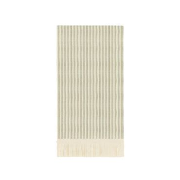 Serviettes rayées taupe crème avec frange – déco 1er anniversaire chic | jourdefete.com