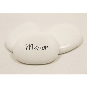 12 Galets Marque-Places en Verre - Blanc