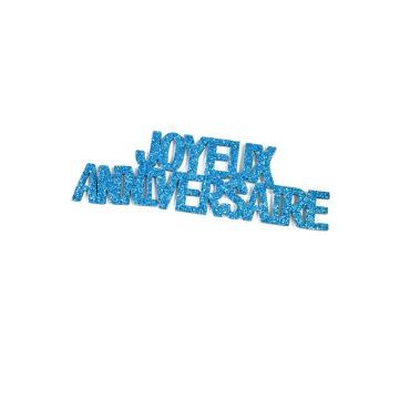 6 Autocollants "Joyeux Anniversaire" - Paillettes Turquoise
