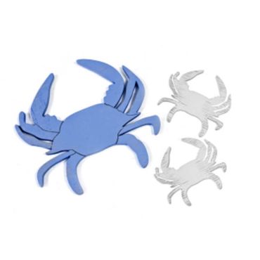 Sachet de 6 Crabes Décoratifs en Bois (2 tailles) - Bleu et Blanc Sachet de 6 Crabes Décoratifs en Bois (2 tailles) - Bleu et Blanc