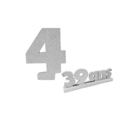 Chiffre 4 - Argent (12 cm)