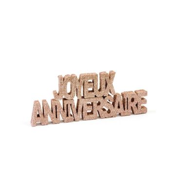 2 décorations de table à poser joyeux anniversaire paillettes rose gold | jourdefete.com