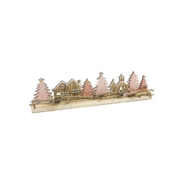decor de village enneige en bois rose ou rouge | jourdefete.com decor de village enneige en bois rose ou rouge | jourdefete.com