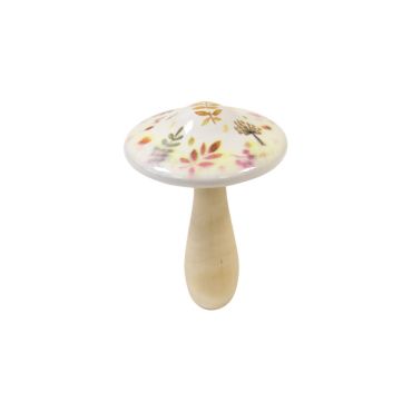 Grand champignon en bois effet porcelaine pour décoration intérieure automnale | jourdefete.com