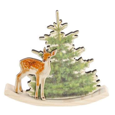 Décoration à Poser Noël - Bois - Biche à Bascule | jourdefete,com