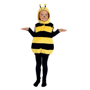 Enfant déguisé en abeille avec capuche antennes et rayures jaunes et noires | jourdefete.com