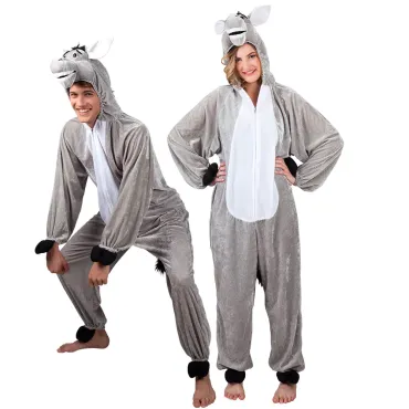 Déguisement d’âne adulte gris avec capuche et oreilles amusantes | jourdefete.com
