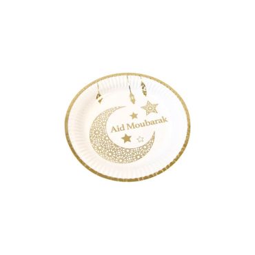 Lot de 6 assiettes en carton - 18 cm - Aid Moubarak | jourdefete.com