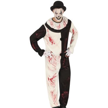 Costume de clown noir et blanc ensanglanté pour Halloween, adulte | jourdefete.com