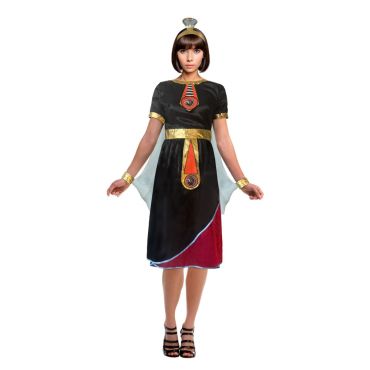 Déguisement femme style Nefertiti noir et doré avec coiffe égyptienne | jourdefete.com
