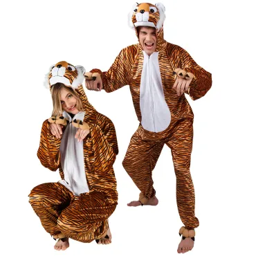 Déguisement tigre en peluche adulte amusant et réaliste pour soirées déguisées et carnaval | jourdefete.com