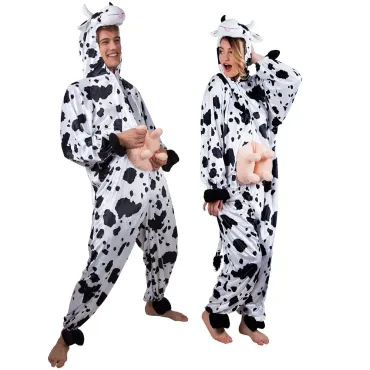 Déguisement vache adulte amusant avec capuche et pis rembourrés | jourdefete.com