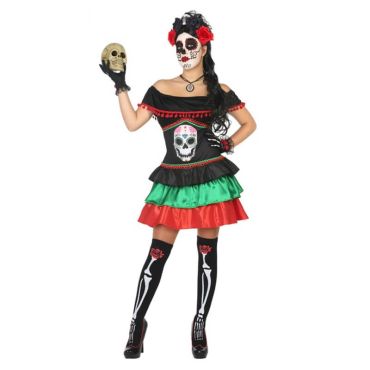 Deguisement Dia de la Muerte Robe Femme Taille au Choix Jour de Fete Femme Deguisement