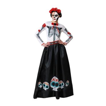 Deguisement Femme robe longue avec ceinture Day of the Dead Taille au choix Jour de Fete Femme Deguisement Halloween