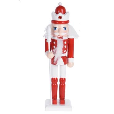 Petit Casse-Noisette à Poser - Roi et son Sceptre - Rouge et Blanc | jourdefete.com