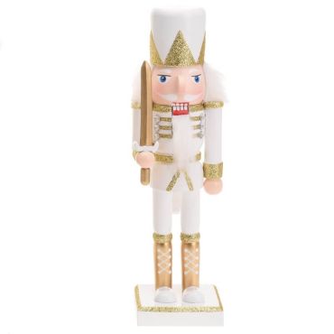 Casse-Noisette à poser - Moyen Modèle - Soldat et son Épée - Or et Blanc