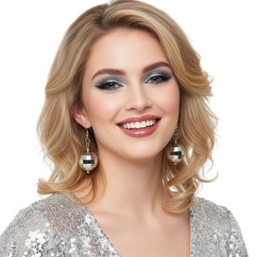 Boucles d’oreilles style boule à facettes pour déguisement disco | jourdefete.com