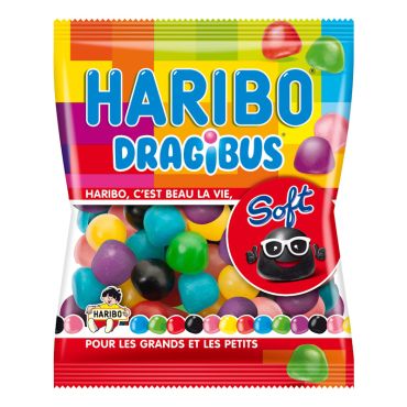 Sachet HARIBO DRAGIBUS SOFT avec bonbons moelleux et colorés | jourdefete.com