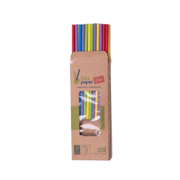 25 pailles cartons écologique multicolore