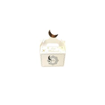 Lot de 10 boîtes à gâteaux en carton blanc et doré Eid Mubarak | jourdefete.com