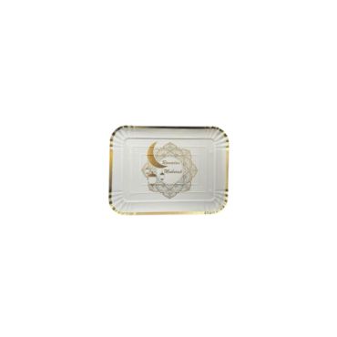 Plateaux en carton Ramadan Mubarak doré 22x31 cm | jourdefete.com