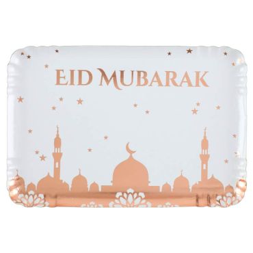 Lot de 5 Plateaux rectangulaires - 28 x 19 cm - Eid Mubarak | jourdefete.com