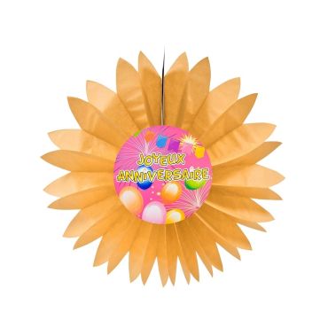 Eventail Pop "Joyeux Anniversaire" - Orange
