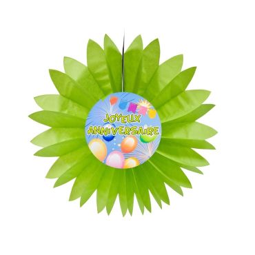 Eventail Pop "Joyeux Anniversaire" - Vert