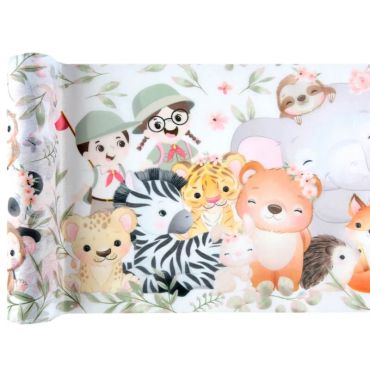 Chemin de table de 5 mètres collection explorateur avec les animaux