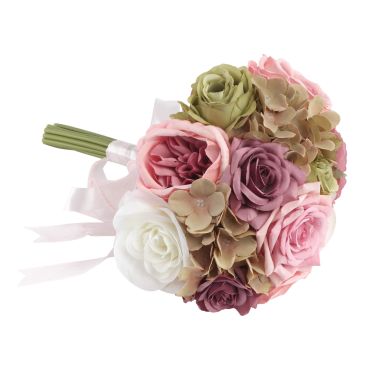 Bouquet décoratif artificiel rose vert et parme pour mariage et décoration estivale | jourdefete.com