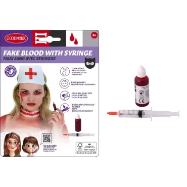 Faux sang avec seringue — maquillage FX réaliste pour Halloween, application précise | jourdefete.com Faux sang avec seringue — maquillage FX réaliste pour Halloween, application précise | jourdefete.com