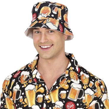 Chapeau bob noir imprimé chopes de bière pour déguisement Fête de la bière Oktoberfest | jourdefete.com Chapeau bob noir imprimé chopes de bière pour déguisement Fête de la bière Oktoberfest | jourdefete.com