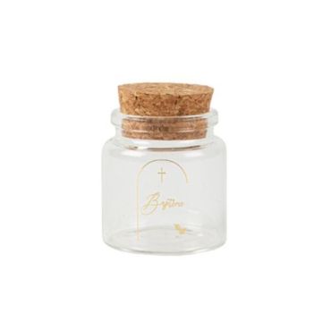 Fiole en verre Baptême avec bouchon liège | jourdefete.com