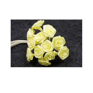 72 Mini Roses en satin sur tige - Jaune
