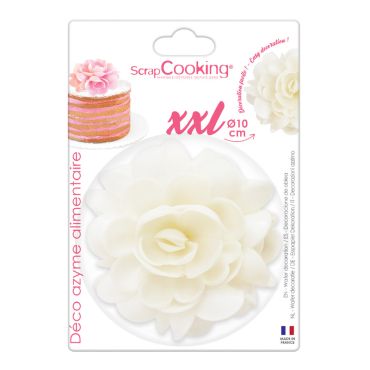 Fleur en azyme blanche XXL Ø10cm pour décoration de gâteaux | jourdefete.com