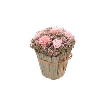 bouquet carré de fleurs roses