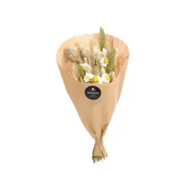 Bouquet de fleurs séchées blanc naturel avec blé et pavot, idéal pour une déco épurée | jourdefete.com