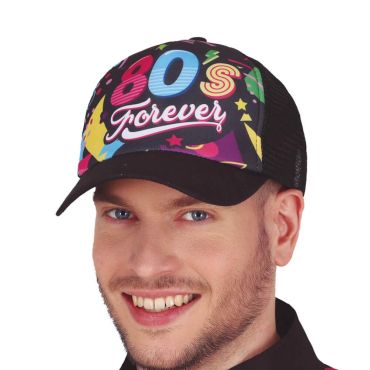 Casquette noire rétro fluo avec inscription 80's Forever | jourdefete.com