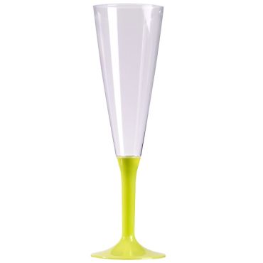 10 Flûtes à Champagne Plastique Pied Vert Anis