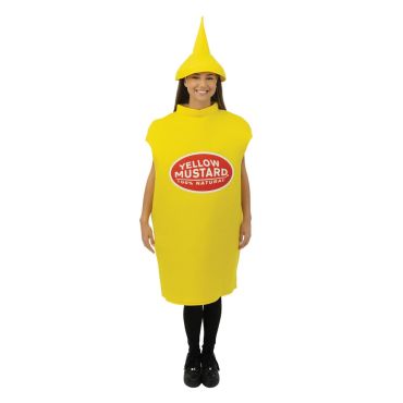 Déguisement moutarde adulte jaune humoristique avec chapeau | jourdefete.com
