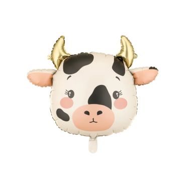 Ballon en aluminium en forme de tête de vache mignonne avec des cornes dorées pour décoration de fête | jourdefete.com