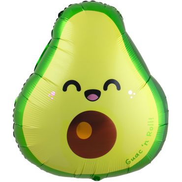 Ballon aluminium en forme d'avocat kawaii souriant avec texte Guac'n Roll pour décoration de fête | jourdefete.com Ballon aluminium en forme d'avocat kawaii souriant avec texte Guac'n Roll pour décoration de fête | jourdefete.com