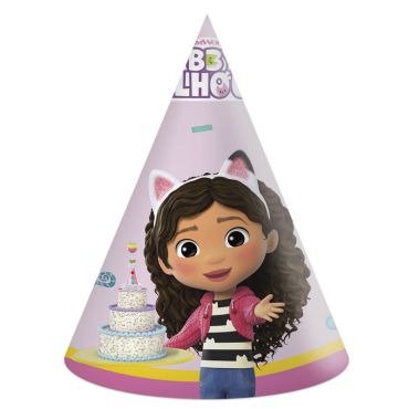 Chapeau d'anniversaire Gabby et la Maison Magique en carton avec Gabby et son gâteau | jourdefete.com