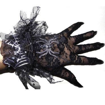 Paire de gants noir pour sorcière - femme Paire de gants noir pour sorcière - femme