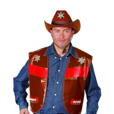 Gilet Cowboy Adulte - Marron Foncé